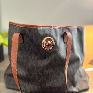 Michael Kors Monogram Brown and Black Tote Bag